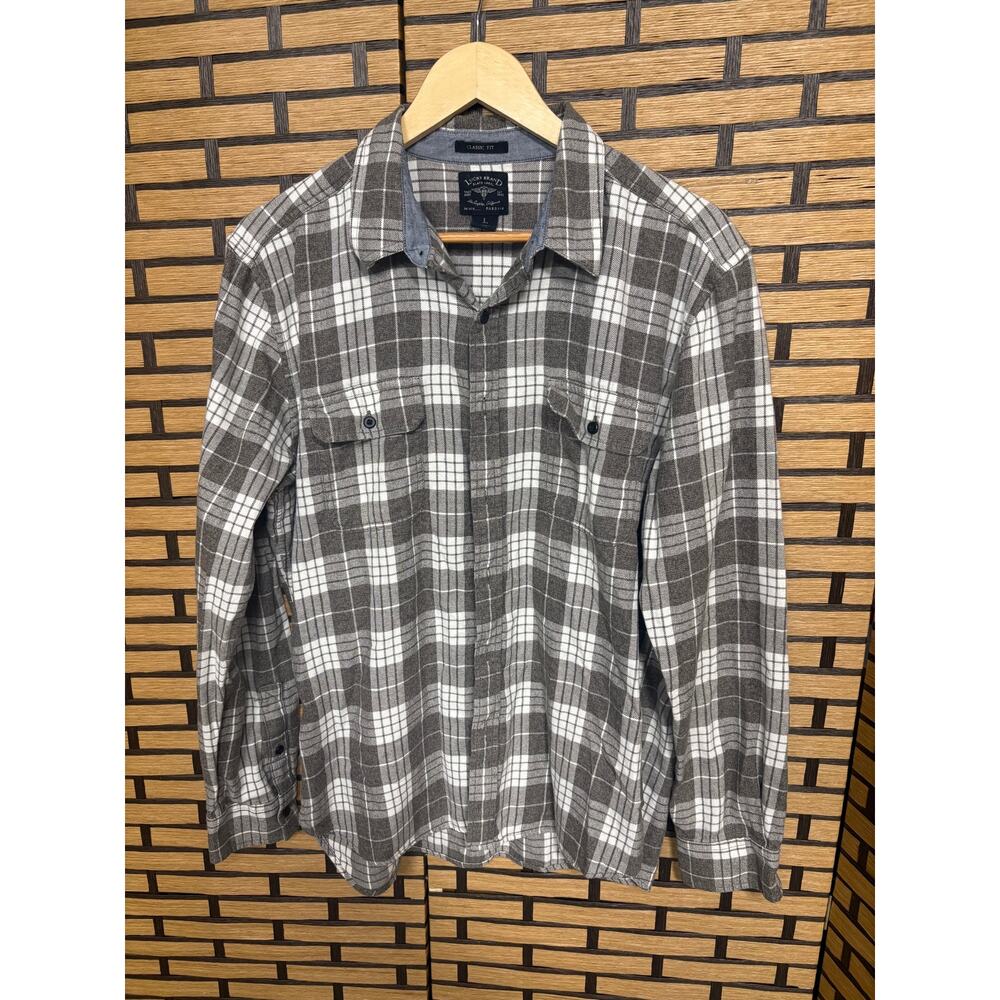 Lucky Brand Classic Fit Brown Plaid Button Down Shirt Size Large